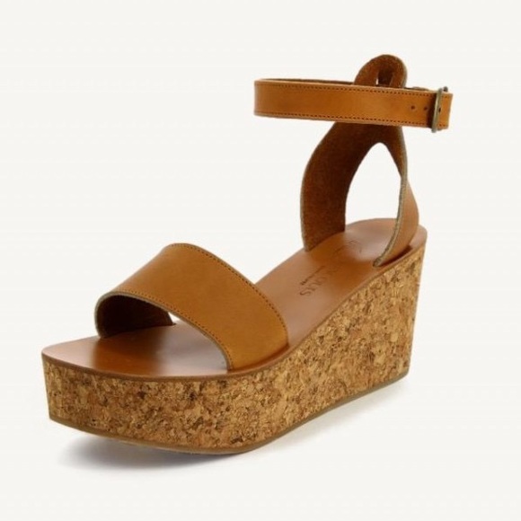 New in box K.Jaques platform leather cork wedge sandals size 40 (9.5-10) - Picture 1 of 12